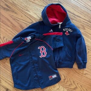 Kids Boston Red Sox Button Down Jersey and Hoodie Set